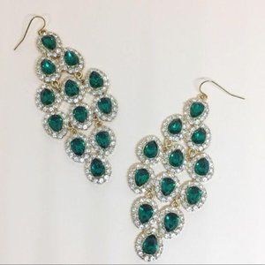 NWOT Handmade Crystal Rhombus Earrings